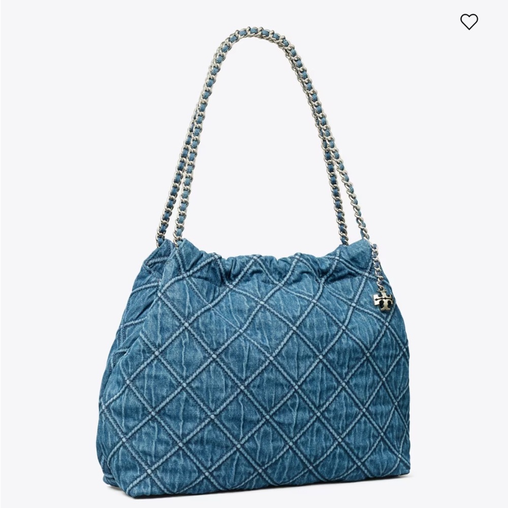 🩷 LIKE BRAND NEW! Tory Burch FLEMING SOFT DENIM HOBO BAG